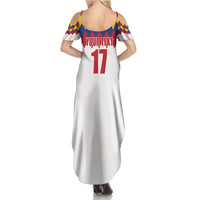 Custom Colombia Football Family Matching Summer Maxi Dress and Hawaiian Shirt Retro White Style