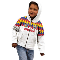Custom Colombia Football Kid Hoodie Retro White Style