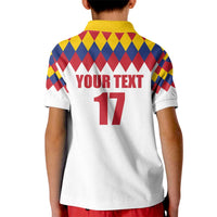 Custom Colombia Football Kid Polo Shirt Retro White Style