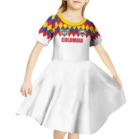 Custom Colombia Football Kid Short Sleeve Dress Retro White Style