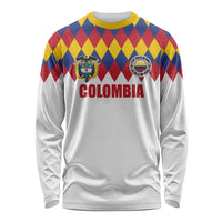 Custom Colombia Football Long Sleeve Shirt Retro White Style