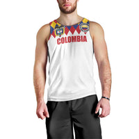 Custom Colombia Football Men Tank Top Retro White Style