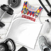 Custom Colombia Football Men Tank Top Retro White Style