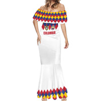 Custom Colombia Football Mermaid Dress Retro White Style