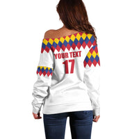 Custom Colombia Football Off Shoulder Sweater Retro White Style