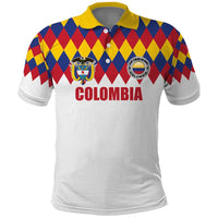 Custom Colombia Football Polo Shirt Retro White Style