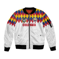 Custom Colombia Football Sleeve Zip Bomber Jacket Retro White Style
