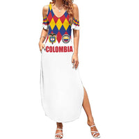 Custom Colombia Football Summer Maxi Dress Retro White Style
