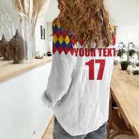 Custom Colombia Football Women Casual Shirt Retro White Style