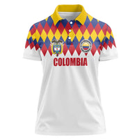Custom Colombia Football Women Polo Shirt Retro White Style