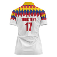 Custom Colombia Football Women Polo Shirt Retro White Style