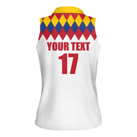 Custom Colombia Football Women Sleeveless Polo Shirt Retro White Style