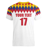Custom Colombia Football Women V-Neck T-Shirt Retro White Style