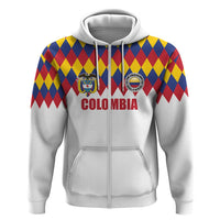 Custom Colombia Football Zip Hoodie Retro White Style