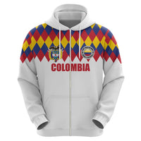 Custom Colombia Football Zip Hoodie Retro White Style