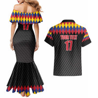 Custom Colombia Football Couples Matching Mermaid Dress and Hawaiian Shirt Retro Black Style