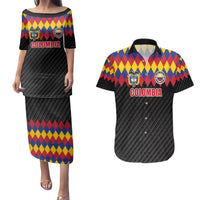Custom Colombia Football Couples Matching Puletasi and Hawaiian Shirt Retro Black Style