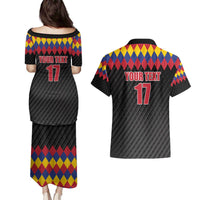 Custom Colombia Football Couples Matching Puletasi and Hawaiian Shirt Retro Black Style