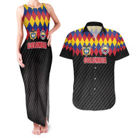 Custom Colombia Football Couples Matching Tank Maxi Dress and Hawaiian Shirt Retro Black Style