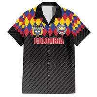 Custom Colombia Football Family Matching Off The Shoulder Long Sleeve Dress and Hawaiian Shirt Retro Black Style