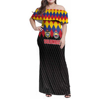 Custom Colombia Football Family Matching Off Shoulder Maxi Dress and Hawaiian Shirt Retro Black Style