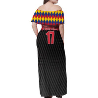 Custom Colombia Football Family Matching Off Shoulder Maxi Dress and Hawaiian Shirt Retro Black Style
