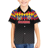 Custom Colombia Football Family Matching Off Shoulder Maxi Dress and Hawaiian Shirt Retro Black Style