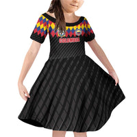 Custom Colombia Football Family Matching Off Shoulder Short Dress and Hawaiian Shirt Retro Black Style