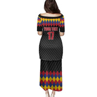 Custom Colombia Football Family Matching Puletasi and Hawaiian Shirt Retro Black Style