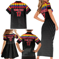 Custom Colombia Football Family Matching Short Sleeve Bodycon Dress and Hawaiian Shirt Retro Black Style