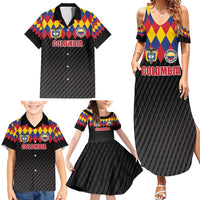 Custom Colombia Football Family Matching Summer Maxi Dress and Hawaiian Shirt Retro Black Style