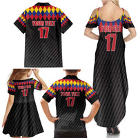 Custom Colombia Football Family Matching Summer Maxi Dress and Hawaiian Shirt Retro Black Style