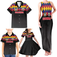 Custom Colombia Football Family Matching Tank Maxi Dress and Hawaiian Shirt Retro Black Style
