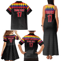 Custom Colombia Football Family Matching Tank Maxi Dress and Hawaiian Shirt Retro Black Style