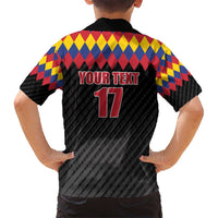 Custom Colombia Football Kid Hawaiian Shirt Retro Black Style