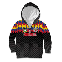 Custom Colombia Football Kid Hoodie Retro Black Style