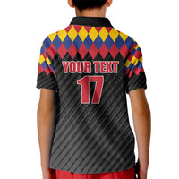 Custom Colombia Football Kid Polo Shirt Retro Black Style