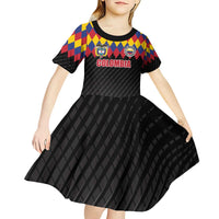Custom Colombia Football Kid Short Sleeve Dress Retro Black Style