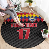 Custom Colombia Football Round Carpet Retro Black Style