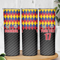 Custom Colombia Football Skinny Tumbler Retro Black Style