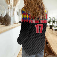 Custom Colombia Football Women Casual Shirt Retro Black Style
