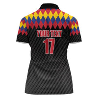Custom Colombia Football Women Polo Shirt Retro Black Style