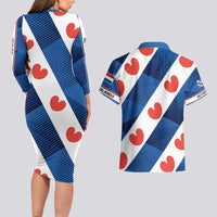 Netherlands Friesland Province Couples Matching Long Sleeve Bodycon Dress and Hawaiian Shirt Flag Style