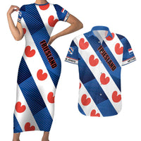 Netherlands Friesland Province Couples Matching Short Sleeve Bodycon Dress and Hawaiian Shirt Flag Style