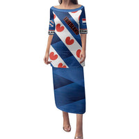 Netherlands Friesland Province Family Matching Puletasi and Hawaiian Shirt Flag Style