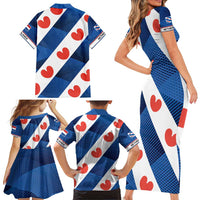 Netherlands Friesland Province Family Matching Short Sleeve Bodycon Dress and Hawaiian Shirt Flag Style