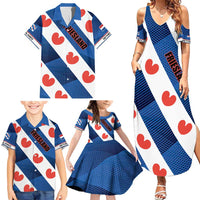 Netherlands Friesland Province Family Matching Summer Maxi Dress and Hawaiian Shirt Flag Style