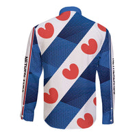 Netherlands Friesland Province Long Sleeve Button Shirt Flag Style