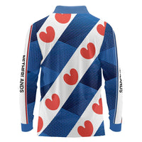 Netherlands Friesland Province Long Sleeve Polo Shirt Flag Style