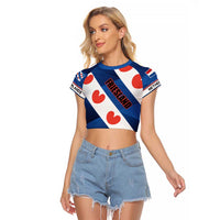 Netherlands Friesland Province Raglan Cropped T Shirt Flag Style